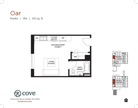 Floor plan for studio, 1 bath, 373 sqft
