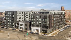 St. Paul apartment for rent - Aerial exterior of The Balsam on Broadway