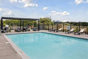 Maplewood apartment for rent - The outdoor pool at Oberon Apartments in Maplewood, MN.