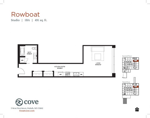 Floor plan for studio, 1 bath, 534 sqft