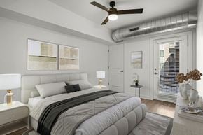Salt Lake City apartment for rent - Virtually staged bedroom at Solis at Jackson Station in Salt Lake City, Utah.