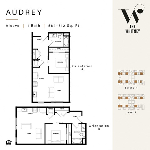 Floor plan for 1 bed, 1 bath, 560 sqft