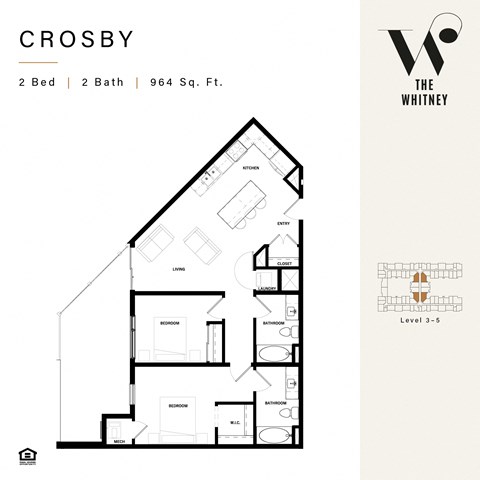Floor plan for 2 beds, 2 baths, 900 sqft