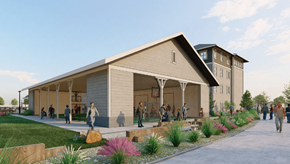 Cornelius apartment for rent - a rendering of a building with people standing outside of it