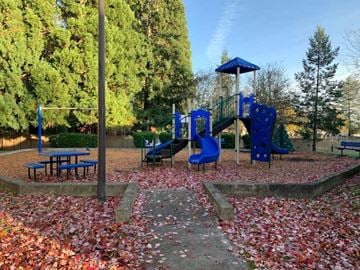 Aloha apartment for rent - a playground with a blue playset and benches
