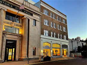 Astoria apartment for rent - The exterior of the historic Storonia City Hall building is shown.