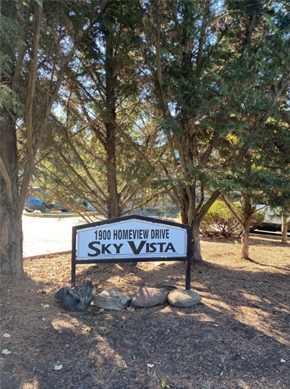 Medford apartment for rent - View of Sky Vista Property Sign Surrounded by Trees