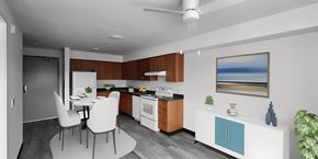 Portland apartment for rent - a kitchen and dining room with a table and chairs