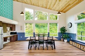 Mill City apartment for rent - a dining room with a table and chairs and a large window
