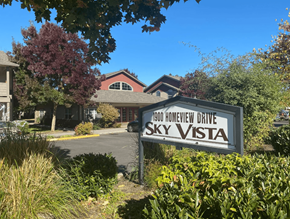 Medford apartment for rent - a photo of the sky vista sign in front of the building