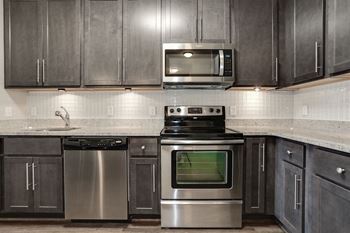 Electric range in kitchen