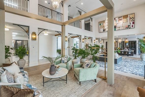 Tampa apartment for rent - an open living room with couches and a coffee table  at La Unión, Florida, 33605