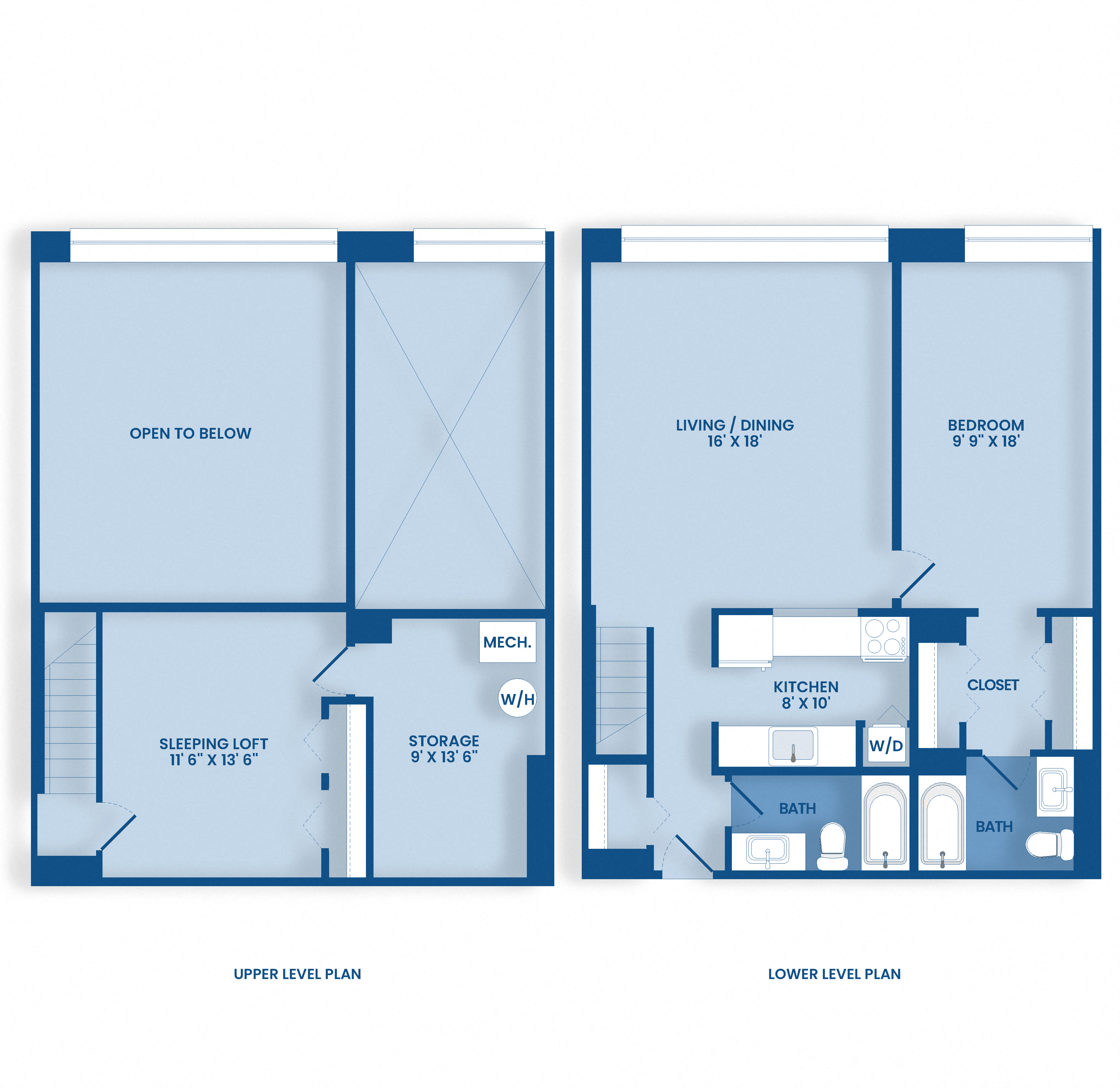 Floor plan for 2 beds, 2 baths, 1280 sqft
