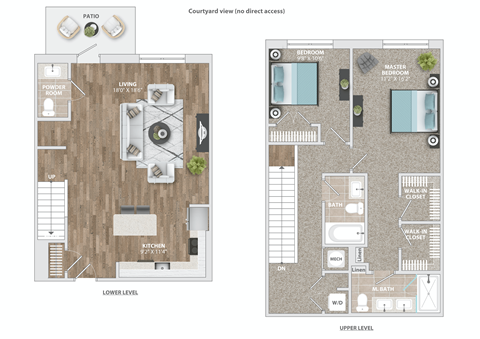 Floor plan for 2 beds, 2 baths, 1472 sqft