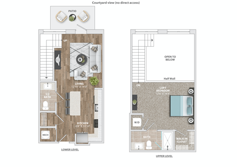 Floor plan for 1 bed, 1 bath, 853 sqft