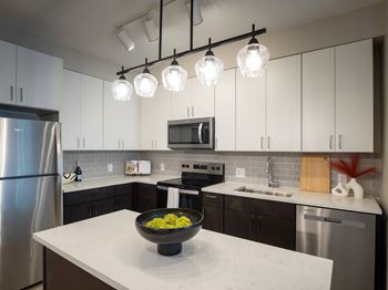 Designer kitchen with quartz countertops