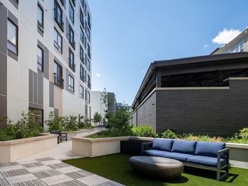 Inviting courtyard with grilling stations