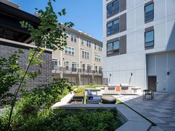Inviting courtyard with grilling stations
