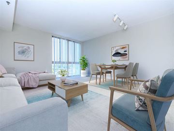 Silver Spring apartment for rent - a living room and dining room with a couch and a table