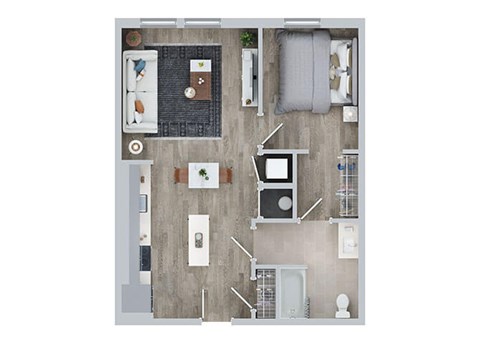 Floor plan for 1 bed, 1 bath, 720 sqft