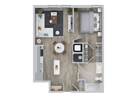 Floor plan for 1 bed, 1 bath, 720 sqft