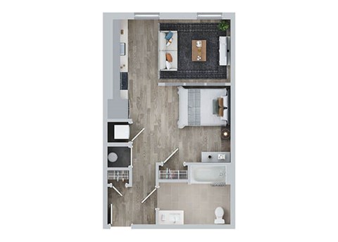 Floor plan for studio, 1 bath, 540 sqft
