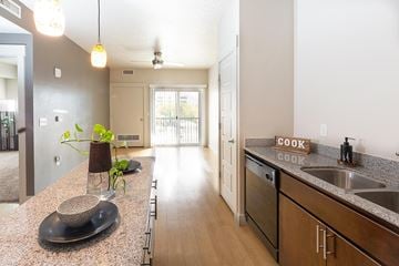 Salt Lake City apartment for rent - A kitchen with a counter top and a sink.