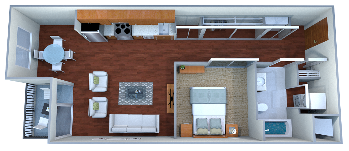 Floor plan for studio, 1 bath, 751 sqft