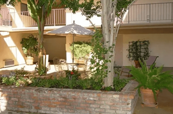 Cozy spa in a garden style interior courtyard