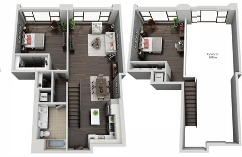 Floor plan for 2 beds, 2 baths, 1246 sqft