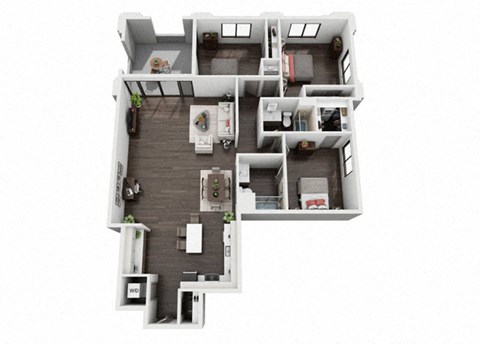 Floor plan for 3 beds, 2 baths, 1660 sqft