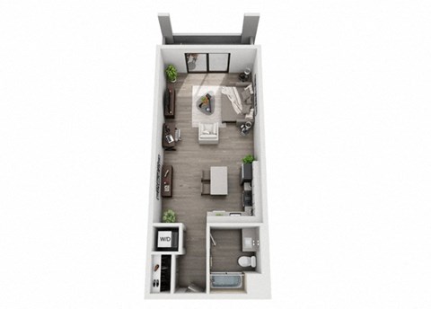 Floor plan for studio, 1 bath, 885 sqft