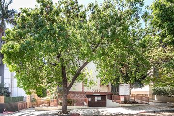 Hollywood multi-family for rent - A tree in a courtyard with a sign that reads 7260.