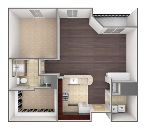 Floor plan for 1 bed, 1 bath, 825 sqft