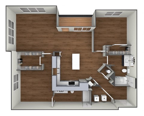 Floor plan for 2 beds, 2 baths, 1231 sqft