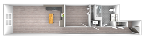 Floor plan for 1 bed, 1 bath, 715 sqft