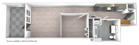 Floor plan for 1 bed, 1 bath, 644 sqft
