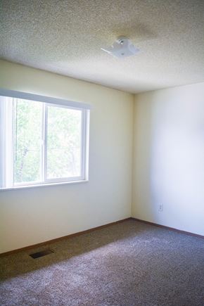 Fort Collins apartment for rent - an empty room with a window and a ceiling fan