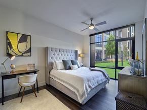 Union apartment for rent - Bedroom with floor-to-ceiling windows at Vermella Union, Union NJ.