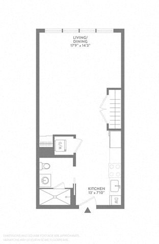 Floor plan for studio, 1 bath, 503 sqft