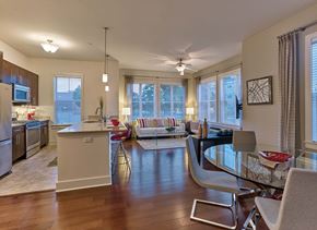 Kearny apartment for rent - A modern kitchen with a dining table and chairs.