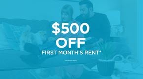 Edmonton apartment for rent - A promotional image offering $500 off the first month's rent.