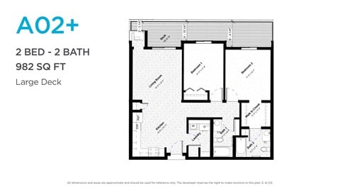 Floor plan for 2 beds, 2 baths, 949 sqft
