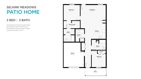Floor plan for 2 beds, 2 baths, 1230 sqft