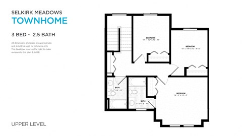 Floor plan for 3 beds, 2.5 baths, 1551 sqft