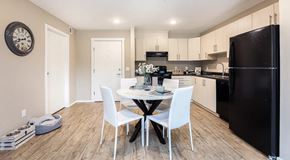 Selkirk apartment for rent - A apartment kitchen light cabinets and black appliances
