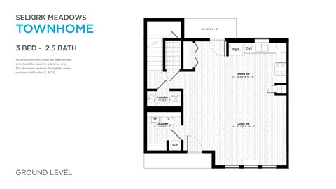 Floor plan for 3 beds, 2.5 baths, 1551 sqft