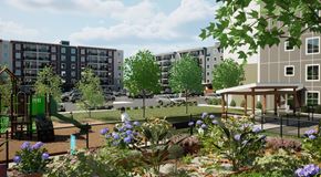 Orleans apartment for rent - A park with a playground and a building in the background.