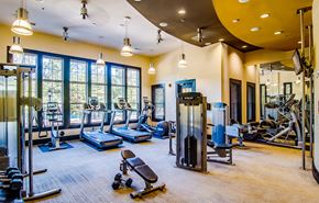 Hanover townhouse for rent - A gym with a variety of equipment including treadmills, weights, and exercise machines.