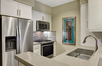 Kitchen with stainless steel appliances